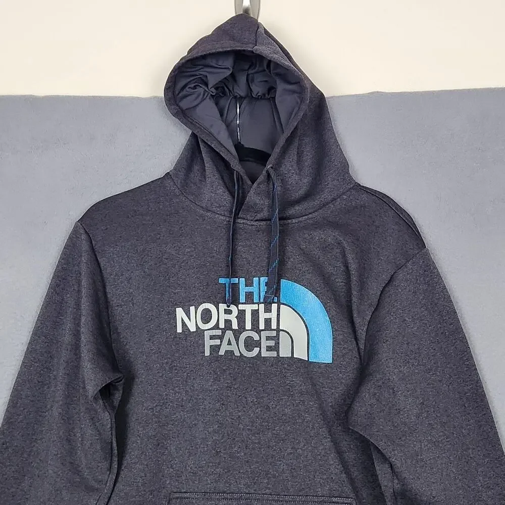 The North Face Hoodie Mens Large Gray Pullover Logo Fleece Kangaroo Pocket